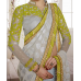 Superb Grey Colored Embroidered Chiffon Net Saree